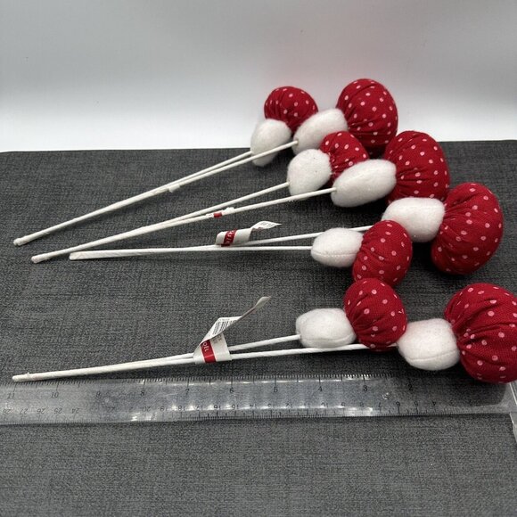 Christmas Picks Lot Mushroom Crafts Fabric Felt Holiday Wreath Pixie Cap Fairy - Picture 7 of 7